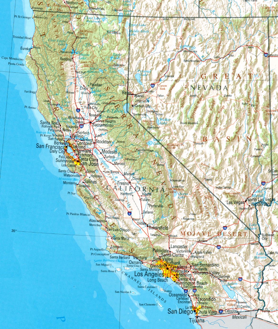 Andrea und Achim's USA Seite - Karte Kalifornien